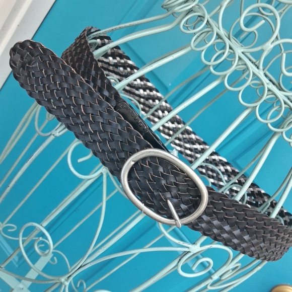 Genuine Leather Belt Braided Woven Real Leather Belt REVERSABLE Multicolor L - Picture 10 of 12